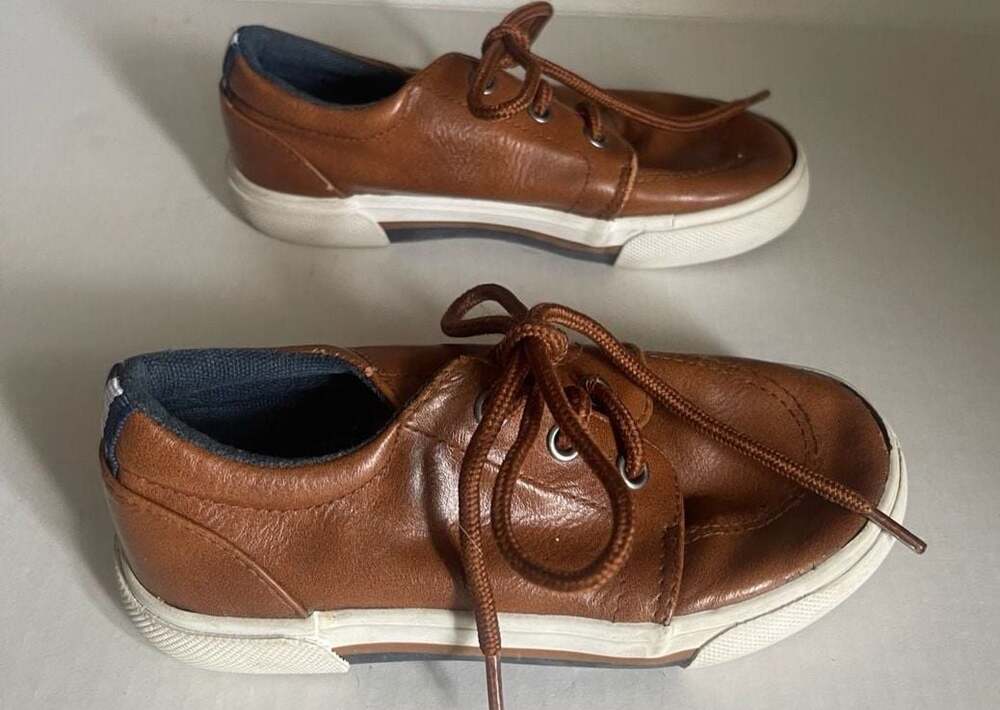 US Sports Boys Brown Faux Leather Casual Lace-Up Sneakers